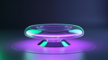 Sticker - Futuristic Holographic Glowing Platform with Neon Lights