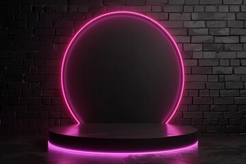 Poster - A black and pink sculpture of a circle with a hole in the middle