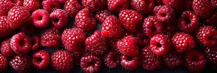 Wall Mural - A close up of a bunch of red raspberries