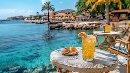 Wall Mural - A Refreshing Drink on a Sunny Day in a Tropical Paradise