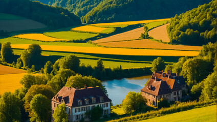 Beautiful Meuse Valley, Belgium countryside