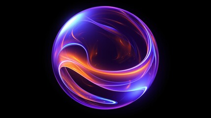 Wall Mural - Abstract Glowing Sphere with Swirling Purple, Orange, and Blue Tones