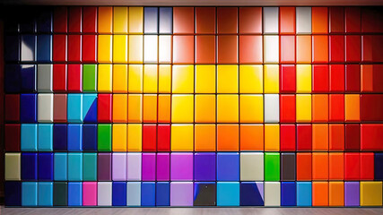 acrylic gradient panels with rounded corners on the wall, color scheme for wall decoration,	
