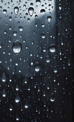raindrops on window glass, on a black background for use as a photo overlay, for design