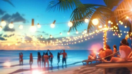Wall Mural - Summer night beach party background.