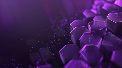 Poster - Abstract geometric background with isometric digital blocks. Blockchain concept and modern technology