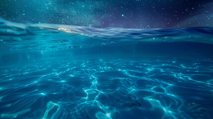 Swimming pool under the night starry sky