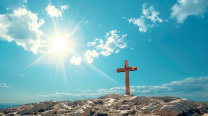 christian cross on the top of a mountain
