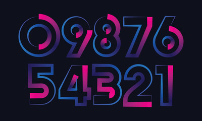 Poster - Colorful gradient set with number from 1 to 12, 3d realistic golden balloon number set for decoration design, numbers symbol set
