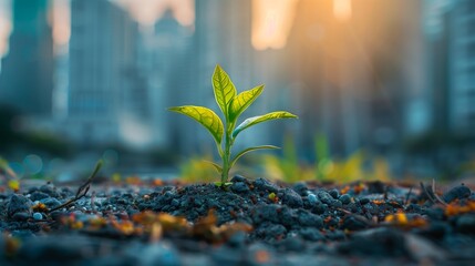 Wall Mural - Green Living in the City. The image should inspire viewers to embrace green initiatives and connect with nature even in environments