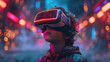 © M.Gierczyk - Kid in Virtual Reality World with Neon Lights