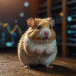 © MeSSrro - A cute little hamster sitting in a data center, computer and lights in the background.