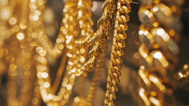 Jewelry made from gold chains, necklaces and other accessories