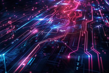 The Neon Pulse of Digital Connectivity: A Cosmic Circuitboard