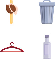 Poster - household waste icons set cartoon vector. waste separation. ecology, environmental care