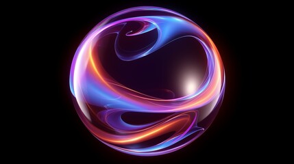 Poster - Abstract Glowing Sphere with Vivid Swirling Patterns