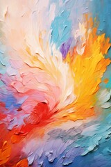 Wall Mural - Abstract vibrant swirl in bold colors. Concept of energy, creativity, dynamic movement. Oil painting. Metaphorical associative card. Psychological abstract picture. Vertical