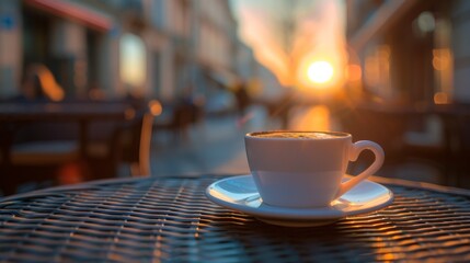 Poster - Cup of Coffee on Wooden Table