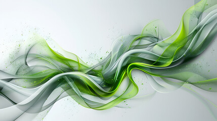 Fototapete - Abstract gray background with green accents that wave