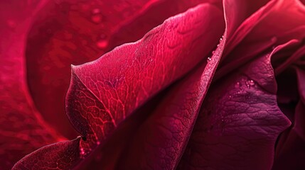 Canvas Print - A stunning close up shot capturing the delicate beauty of a crimson rose petal