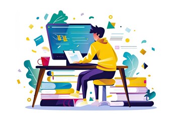 Programming concept illustration and Online education platform concept