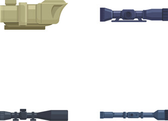 Poster - Optical sight icons set cartoon vector. Various sniper optical sight. Weapon, military concept