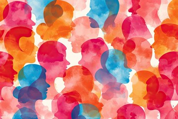 Aufkleber - a group of people with speech bubbles in their heads, Empowering voices: Women's Day speech bubble backgrounds