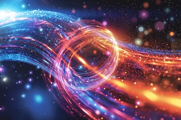 Aufkleber - a computer screen with a spiral design on it, Examine the behavior of quantum information