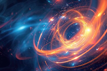 Poster - a purple and blue galaxy with stars, Explore quantum entanglement