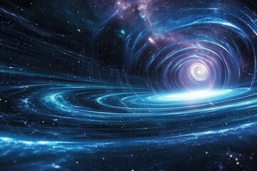 Poster - a spiral of light in the center of a black hole, Explore the theory of relativity