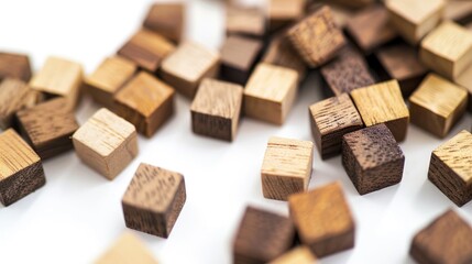 Wooden lettered small cubes isolated on white background for concept image