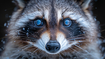 Wall Mural - Smart raccoon: Detailed shot of his distinctive mask