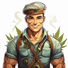 Wall Mural - Gamer Guy With Cannabis Background