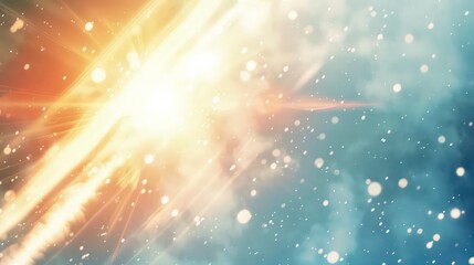 Shining sun glare rays with lens flare, featuring glowing sunlight and white beams against a sky background. An ethereal and radiant visual perfect for stunning effects. Generative AI