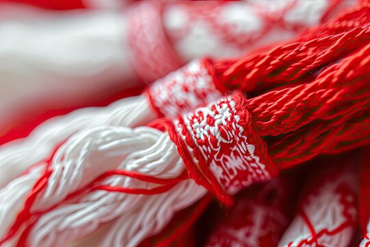 a bunch of tassels hanging from a rope, Symbolism in red and white: Discover the meaning behind Martisor's traditional colors