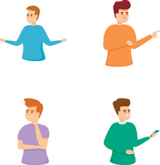 Poster - Employee icons set cartoon vector. Business people work collaboration together. Support, solidarity