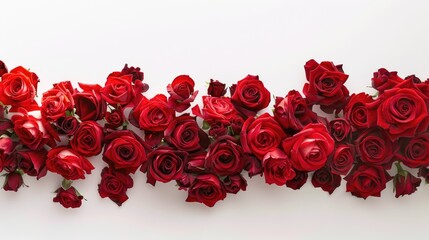 Wall Mural - A stunning arrangement of vibrant red roses against a crisp white backdrop