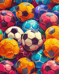 Wall Mural - colorful soccer balls for background