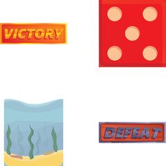 Poster - game icons set cartoon vector. design element of video game. entertainment concept