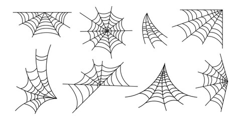 Wall Mural - Spider web vector set. Halloween decoration element.