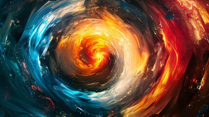 Wall Mural - A swirling galaxy with a red and blue swirl in the middle