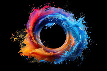 Poster - A splash of paint with a blue and orange swirl