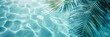 © DZMITRY - Beautiful abstract background concept banner for summer vacation at the beach. Top view of water surface with tropical leaf shadow. White sand beach with palm leaves shadow.
