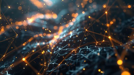 Poster - Glowing Nodes and Lines: Incorporate glowing nodes and connecting lines to add a sense of energy and movement. The glow effect can vary in intensity to create a dynamic and eye-catching visual.