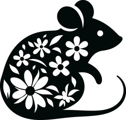 Canvas Print - Floral Mouse Silhouette