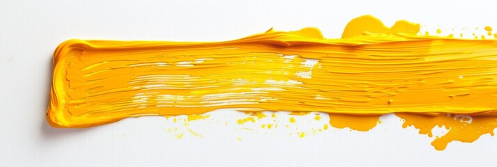 Wall Mural - On a transparent background, a yellow stroke of paint is isolated