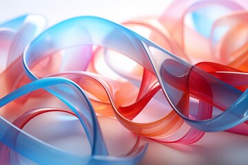 Wall Mural - 3d rendering of colorful ribbons on a white surface