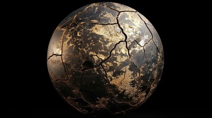 Wall Mural - a striking 3d rendering showcases abstract art featuring a damaged spherical celestial body resembli