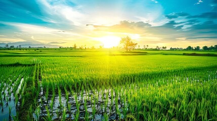 Aufkleber - Smart agriculture with modern technology for sustainable practices Rice farm Smart farming concept Sustainable agriculture Precision agriculture Climate monitoring Farm management syst : Generative AI