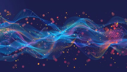 Poster - Abstract background with colorful waves and dots. AI.
